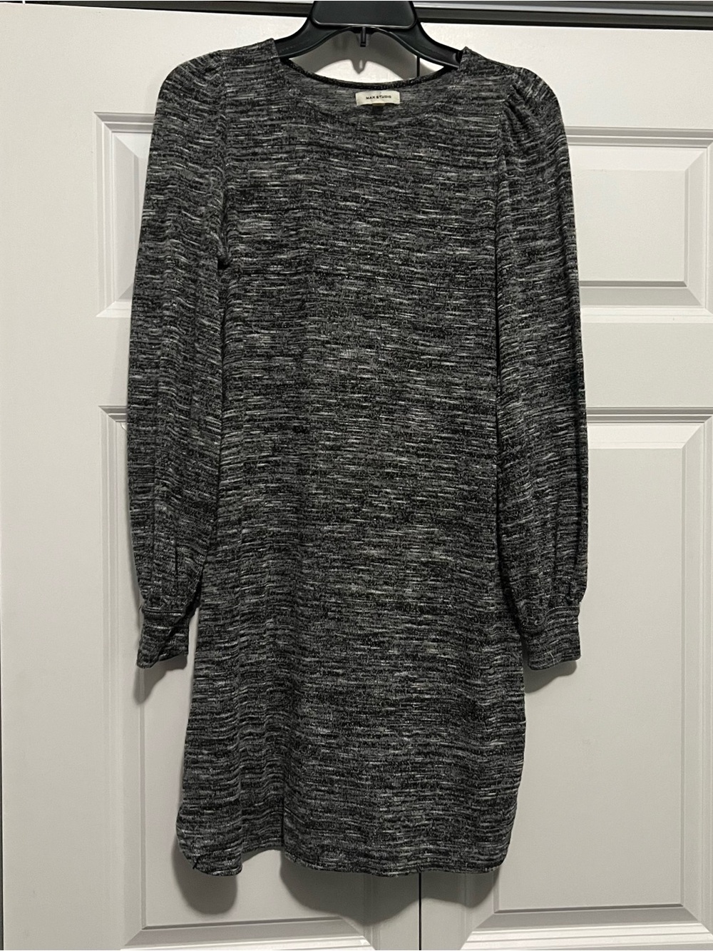 Max Studio Gray & Black Heathered Knit Sweater Dress